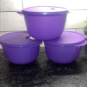 Tupperware vented microwave Purple Kitchen Storage Bowl Set of 3.